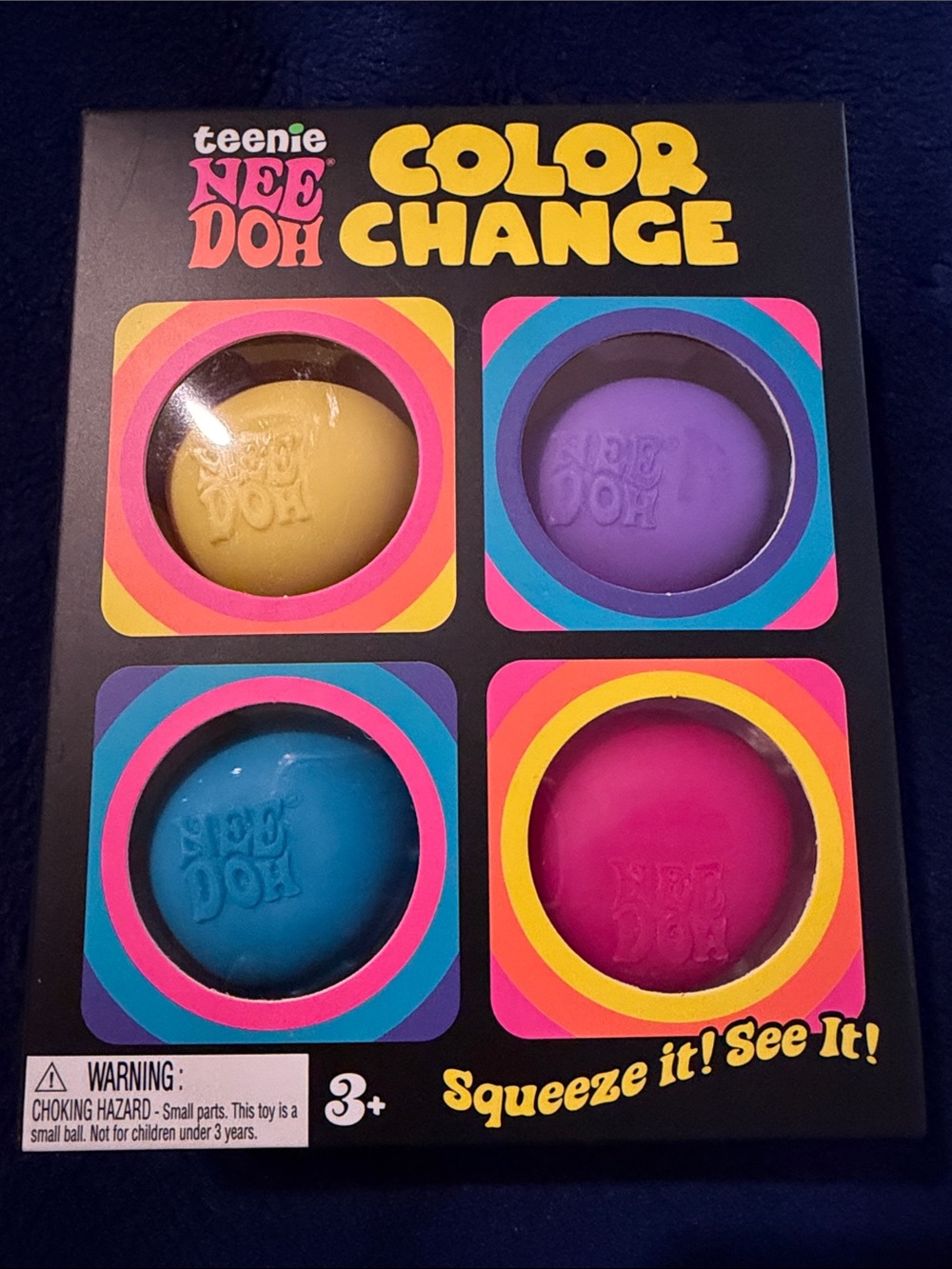 Teenie Nee Doh Color Change Squeeze Balls - Yellow, Purple, Blue, Pink